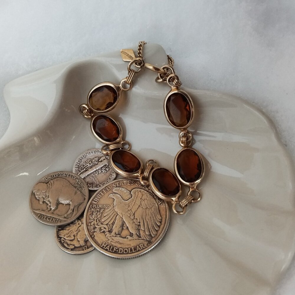 Sarah Coventry Amber Glass Link Bracelet